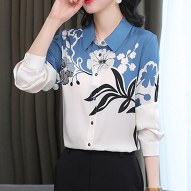 Women's Shirts Chiffon Blouses for Women 2021 Fall Fashion Floral Shirts Tops