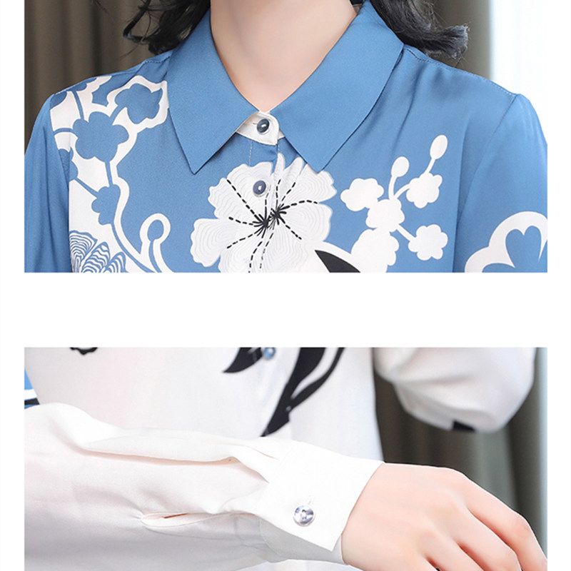 Women's Shirts Chiffon Blouses for Women 2021 Fall Fashion Floral Shirts Tops
