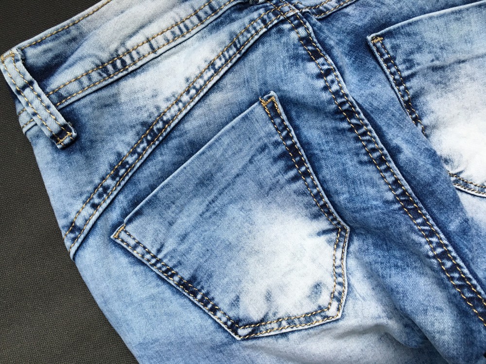 Summer Style Low Waist Sky Blue Patchwork Skinny Tights Women Pencil Jeans High Stretch Sexy Trousers & Leggings