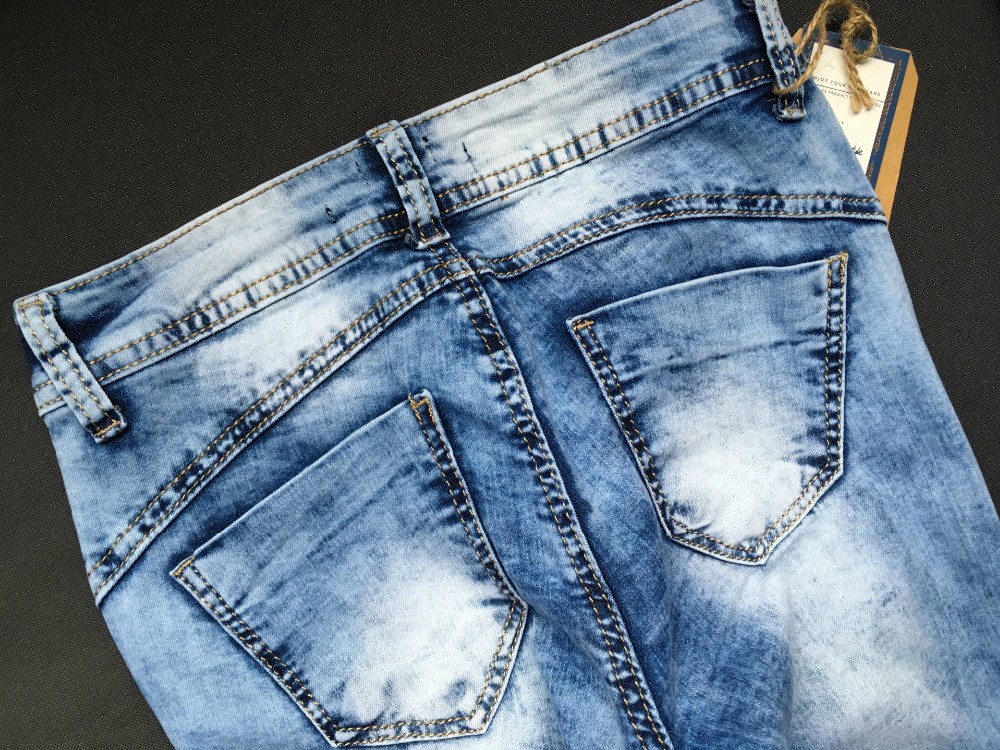 Summer Style Low Waist Sky Blue Patchwork Skinny Tights Women Pencil Jeans High Stretch Sexy Trousers & Leggings