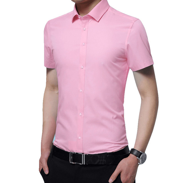 Brand New Formal Shirt Men Short Sleeve Shirt Turn Down Color Slim Fit Casual Shirt Shirts