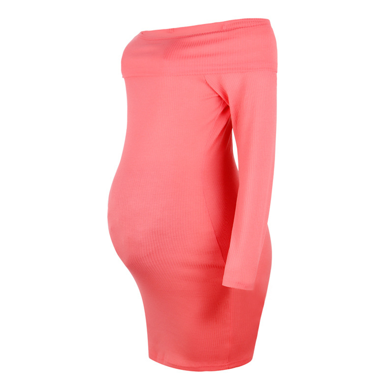 Spring New Style Women's Pregnancy casual slash neck Mini Dress Maternity Dresses
