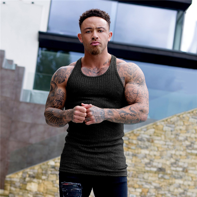 Summer Fashion Sport Tank Top Men Y Back Slim Fit Knittwear Mens Sleeveless Pullovers Shirt Men Bodybuilding Vest  Shirts