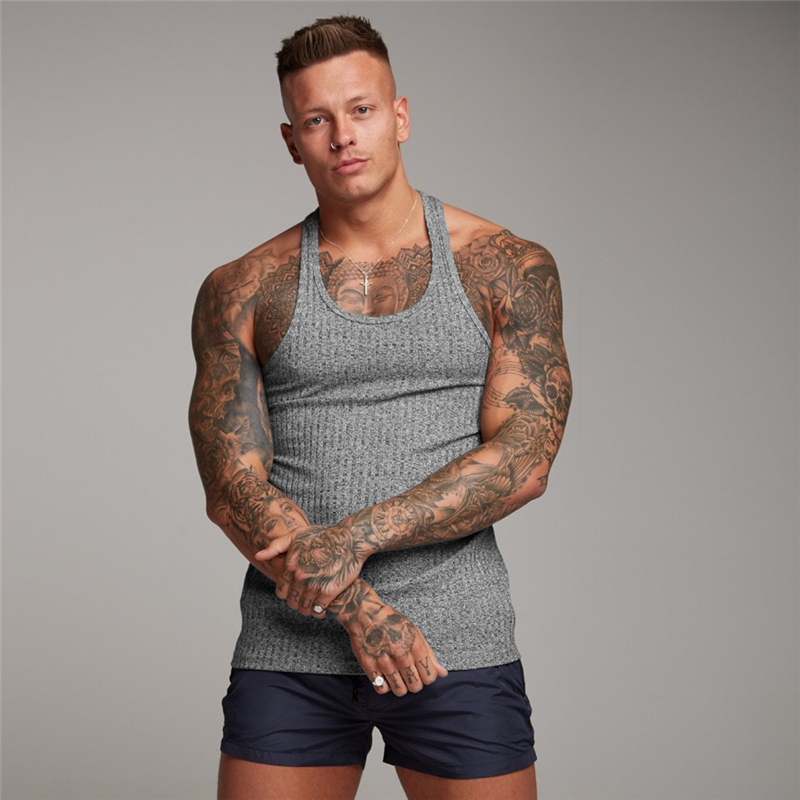 Summer Fashion Sport Tank Top Men Y Back Slim Fit Knittwear Mens Sleeveless Pullovers Shirt Men Bodybuilding Vest  Shirts