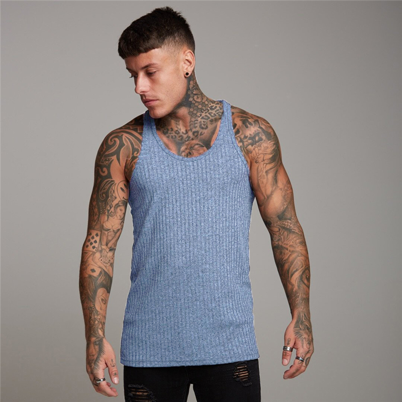 Summer Fashion Sport Tank Top Men Y Back Slim Fit Knittwear Mens Sleeveless Pullovers Shirt Men Bodybuilding Vest  Shirts