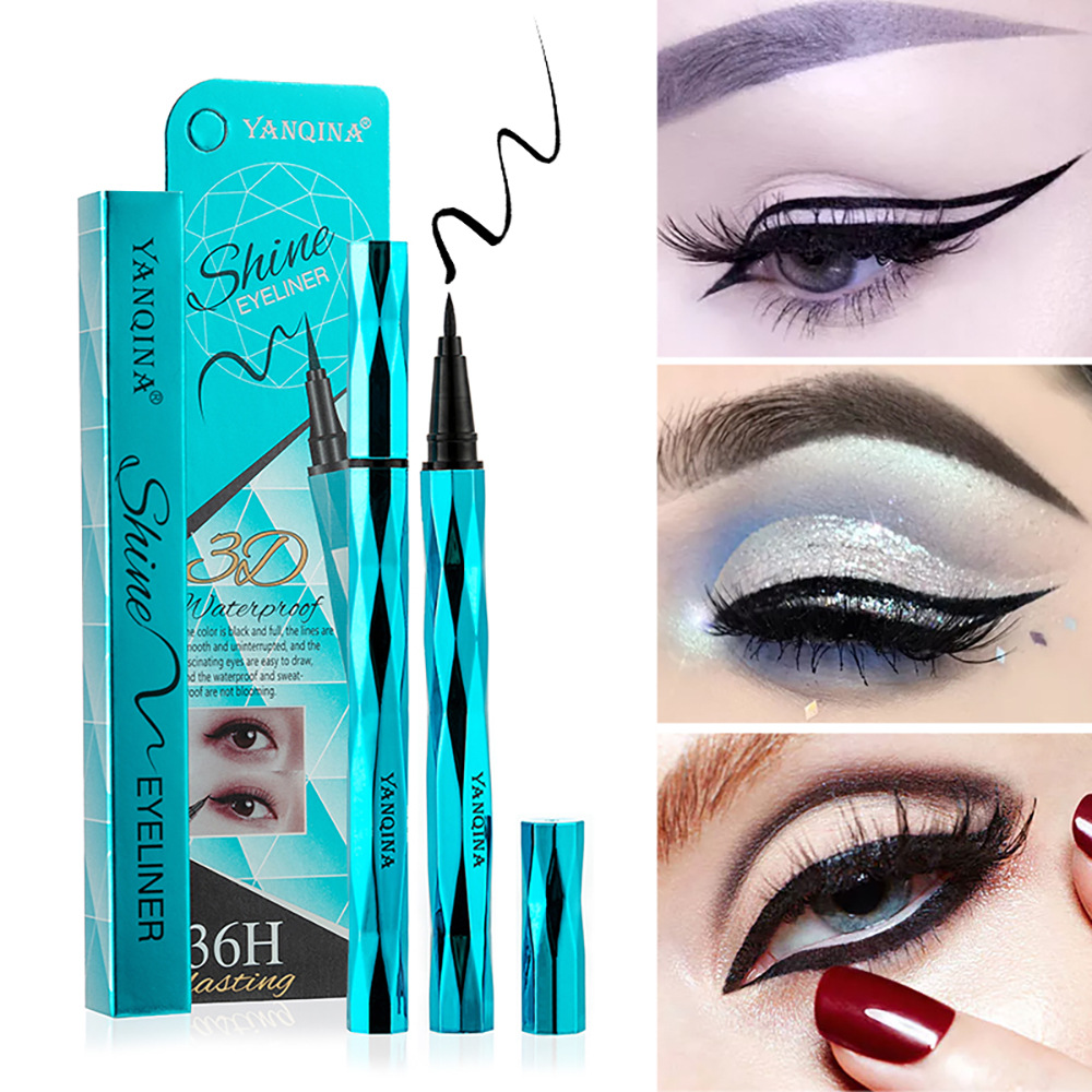 No Blooming Sky Blue Diamond Cut Eyes Makeup Eyeliner Pencil Long-Lasting Makeup Liquid Waterproof Eyeliner Beauty Makeup