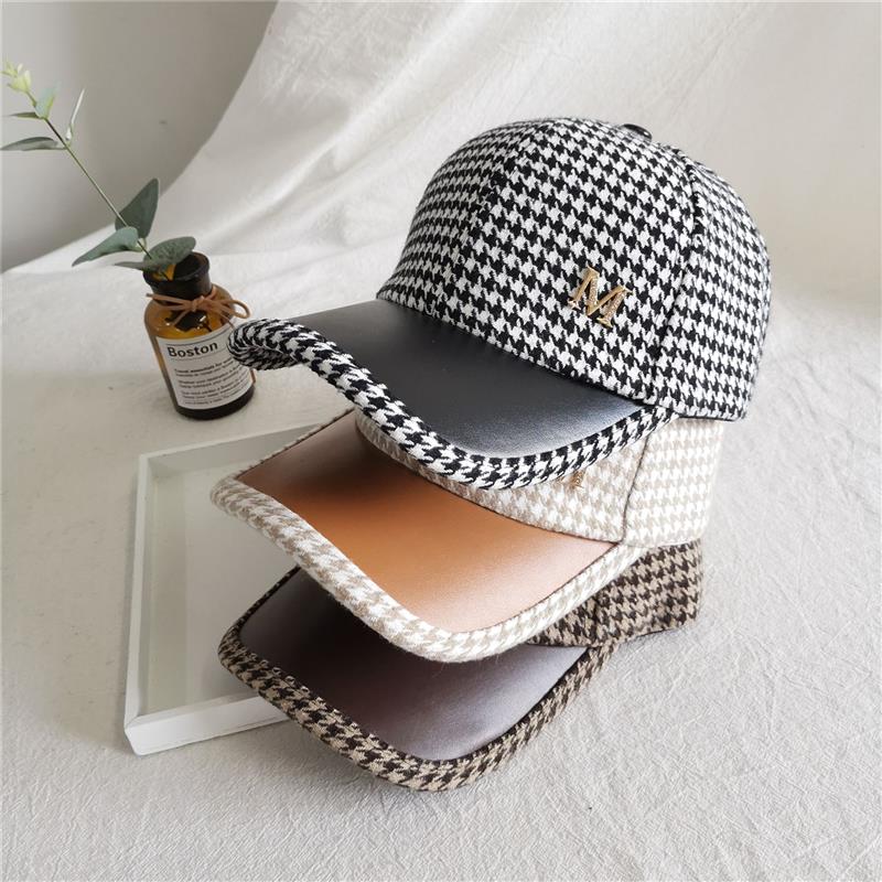 British Houndstooth Face Caps For Women Men Streetwear Checked Snapback Hip Hop Baseball Cap Bone Hats & Caps