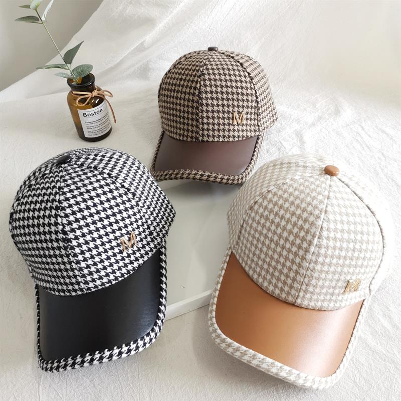 British Houndstooth Face Caps For Women Men Streetwear Checked Snapback Hip Hop Baseball Cap Bone Hats & Caps