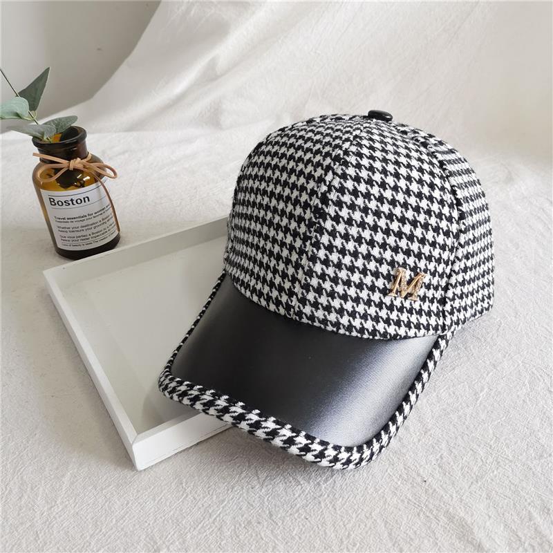 British Houndstooth Face Caps For Women Men Streetwear Checked Snapback Hip Hop Baseball Cap Bone Hats & Caps