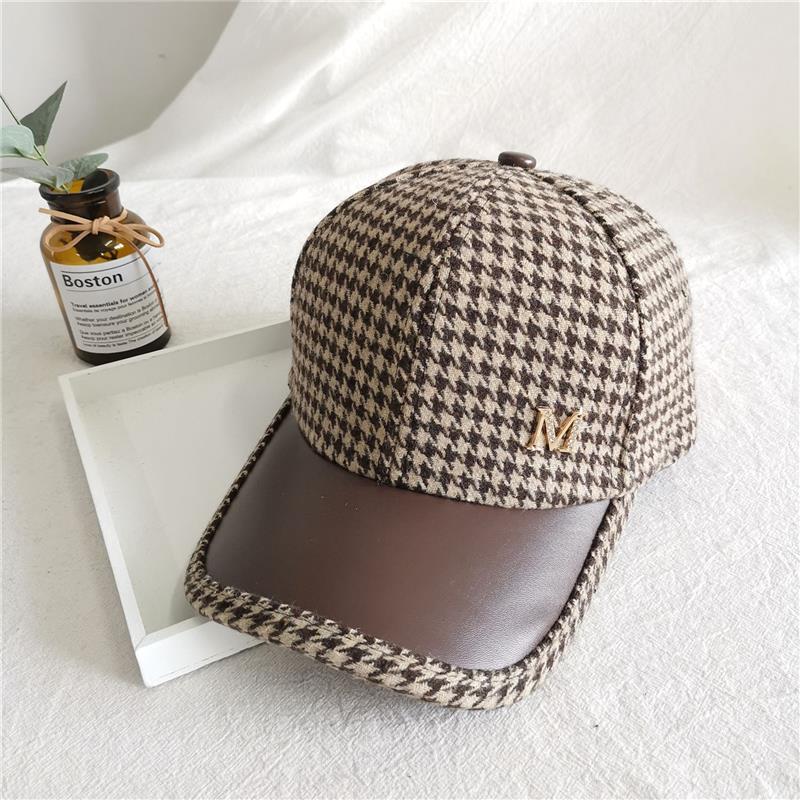 British Houndstooth Face Caps For Women Men Streetwear Checked Snapback Hip Hop Baseball Cap Bone Hats & Caps