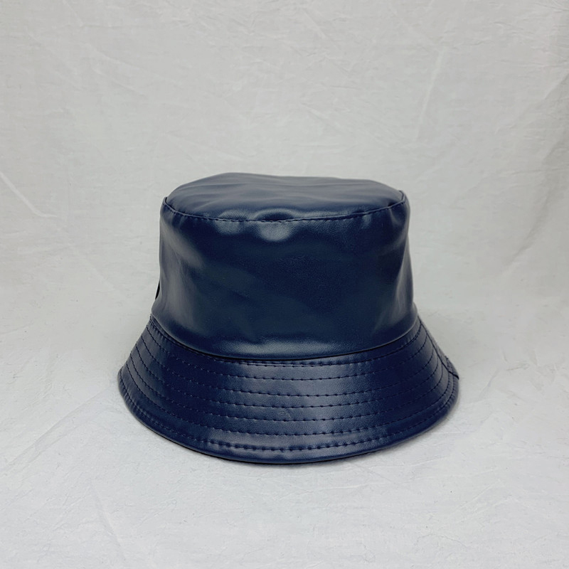 Winter Autumn Solid Black Soft PU Leather Bucket Cap Retro Lady Panama Hat Outdoor Sunscreen  Hats & Caps