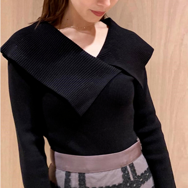 Kuzuwata 2022 Autumn Winter New Design Women Sweaters Candy Color Lapel Long Sleeve Slim Knit Pullover Tops