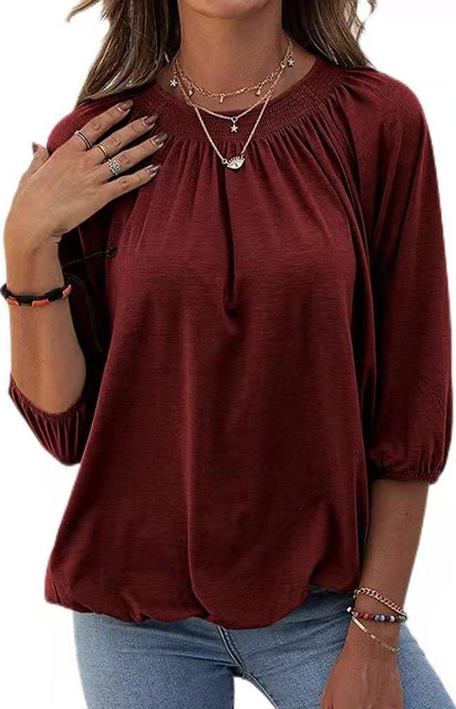 Solid T Shirt Women 2022 New Fashion O Neck Half Half Sleeve Streetwear Loose Tops Female Vintage Plus Size Casual Tee Tops