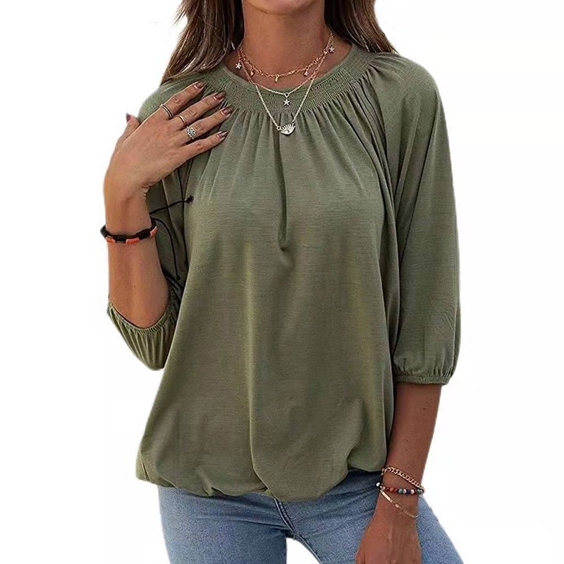 Solid T Shirt Women 2022 New Fashion O Neck Half Half Sleeve Streetwear Loose Tops Female Vintage Plus Size Casual Tee Tops