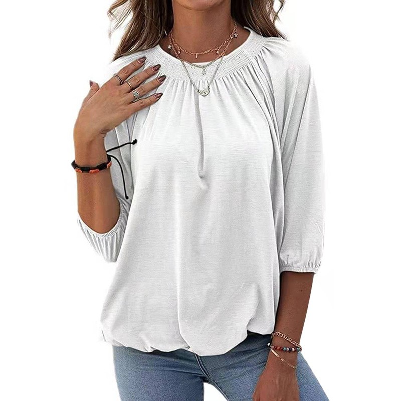 Solid T Shirt Women 2022 New Fashion O Neck Half Half Sleeve Streetwear Loose Tops Female Vintage Plus Size Casual Tee Tops