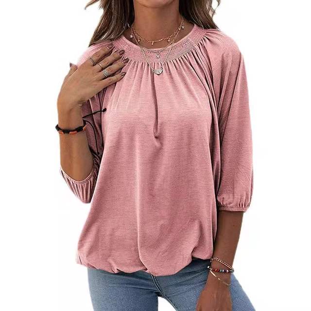 Solid T Shirt Women 2022 New Fashion O Neck Half Half Sleeve Streetwear Loose Tops Female Vintage Plus Size Casual Tee Tops
