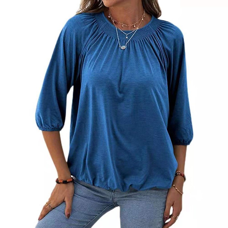 Solid T Shirt Women 2022 New Fashion O Neck Half Half Sleeve Streetwear Loose Tops Female Vintage Plus Size Casual Tee Tops