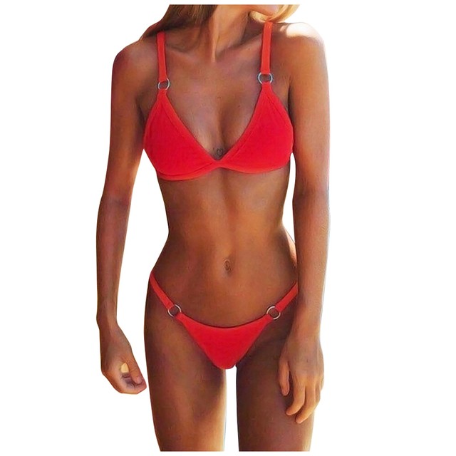 Women's Swimwear Sexy V Neck Bikini Set Beachwear Bikini Two Piece Set Summer Swimsuit Fashion Lingerie