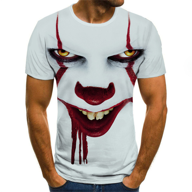Summer Fashion Men/Women 3D Printing Dark Evil Clown Pattern T-Shirt Street T-shirts & Polos