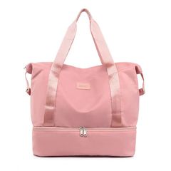 Women's Travel Bag Double Multifunctional Backpack Solid Color Leisure Waterproof Bag Travel & Shopping Bags Oversized clothes, hand luggage, women's light, large-capacity, short-d Pink one size