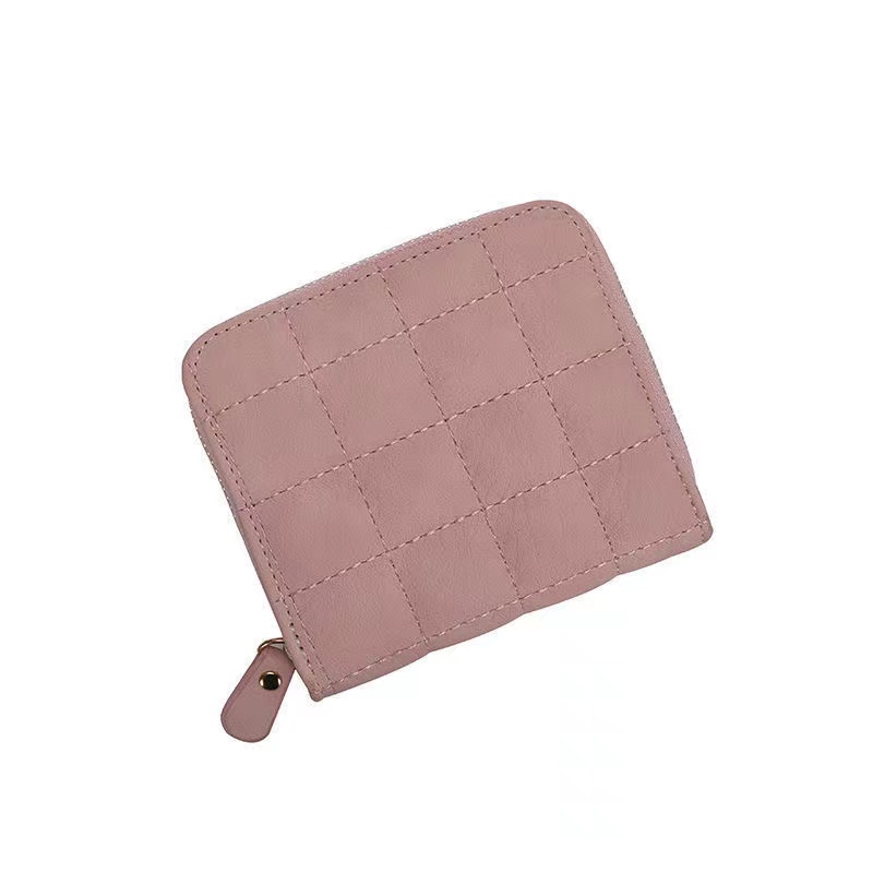 Women Ladies Wallet Leather Zip Coin Women Ladies Wallet Leather Zip Coin Purse Clutch Mini Card New Korean Lingge Wallet Women's Mini Wallet Women's Zipper Short Wallet Lovely Change Bag Card Bag