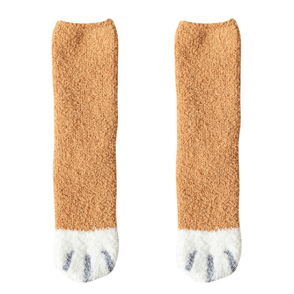 5PCS Winter Socks Women Thick Coral fleece Warm Socks Animal Cat Paw Cute Socks Girls Soft Floor Socks