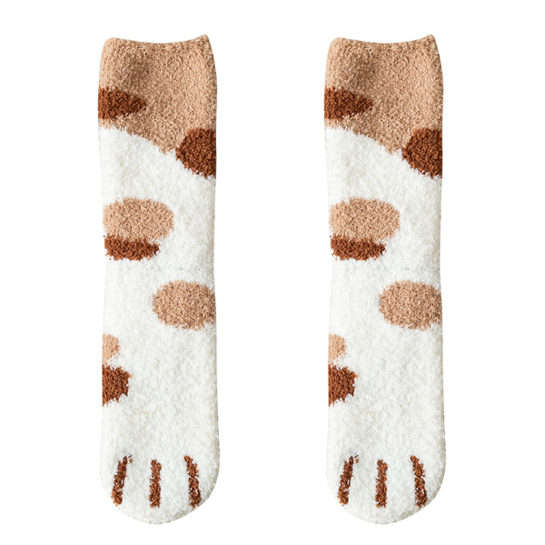 5PCS Winter Socks Women Thick Coral fleece Warm Socks Animal Cat Paw Cute Socks Girls Soft Floor Socks