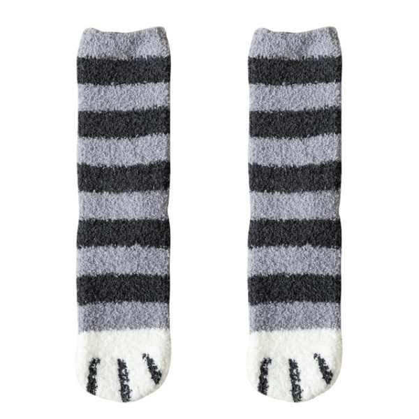 5PCS Winter Socks Women Thick Coral fleece Warm Socks Animal Cat Paw Cute Socks Girls Soft Floor Socks
