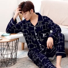 Sleepwear Pajama Sets for Men 2021 Summer Casual Striped Cotton Long Sleeve Top&Pants Sleepwear Pajama Sets for Men 2021 Summer Casual Striped Cotton Long Sleeve Top&Pants Sleepwea Blue M