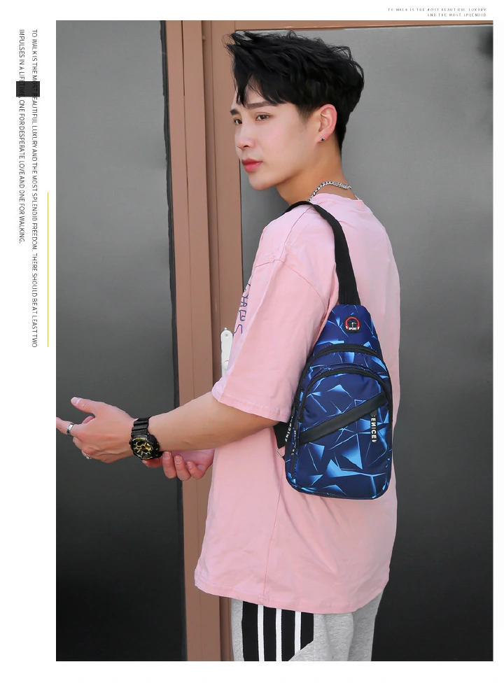 Cross-Body Sling Bags Wear-Resistant Oxford Fabric Double Zipper Workmanship Fine Lightweight Outdoor Leisure Travel Sports Men's Single Shoulder Crossbody Bag