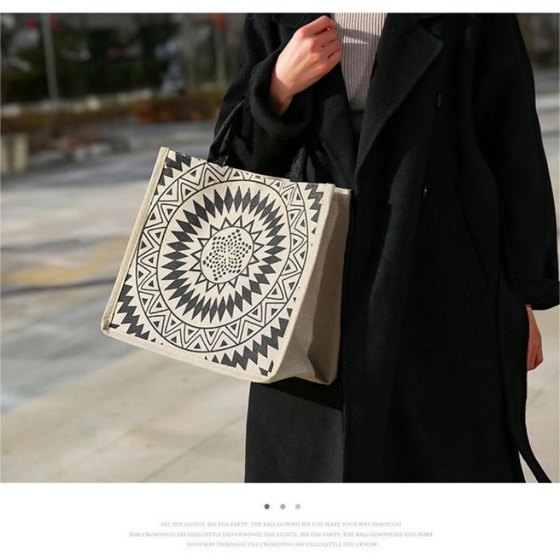 Tote Bags Canvas Material Thickened Fabric Shoulder Strap Large Capacity Soft Comfortable Fine Workmanship Shopping Shopping Portable Tote Bag