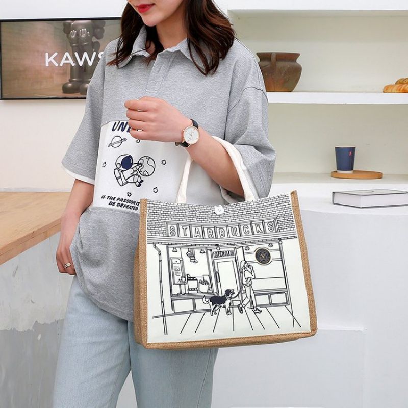 Tote Bags Large Capacity Soft Comfort Fine Workmanship Shopping Daily Travel Portable Tote Square Bag