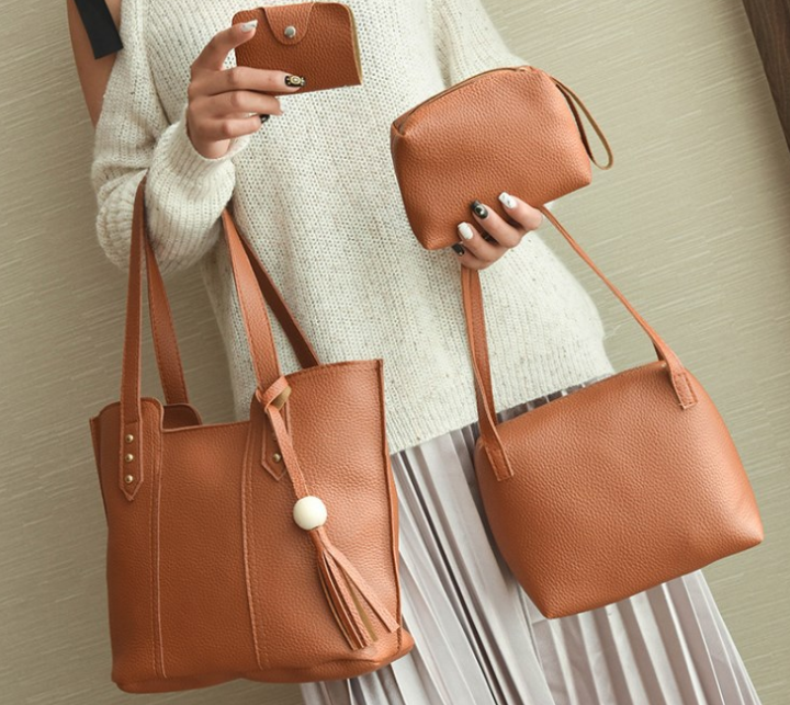 2020 New Fashion Women&apos;s Handbags PU Leather Shoulder Bag 5 Colors 4 Pcs For Party Wedding Holiday