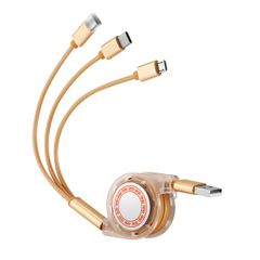 BAMBOO Hot sellMobile Phone Data Cable Charging Cable Android 3 in 1 Telescopic Data Cable gold one size