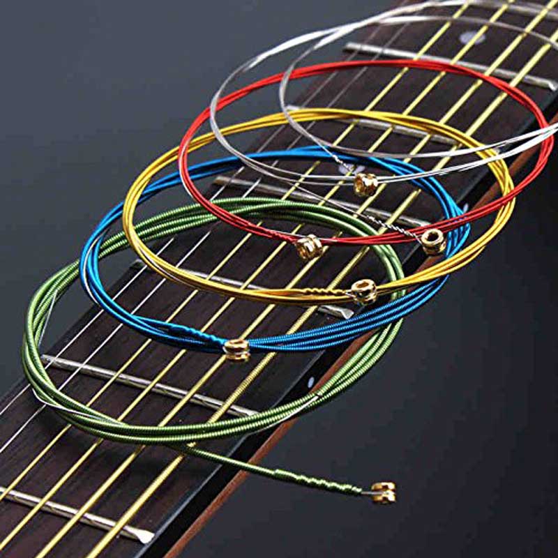 BAMBOO 6Pcs/Set Acoustic Guitar Strings Rainbow Colorful Guitar Strings E-A For Acoustic Folk Guitar