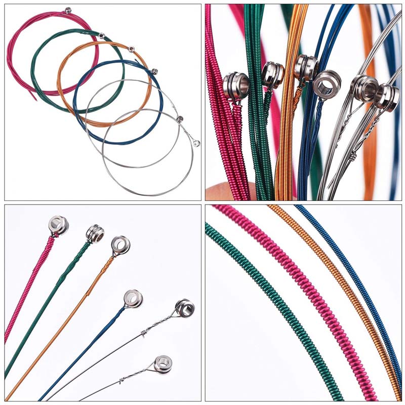 BAMBOO 6Pcs/Set Acoustic Guitar Strings Rainbow Colorful Guitar Strings E-A For Acoustic Folk Guitar