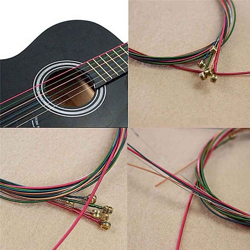 BAMBOO 6Pcs/Set Acoustic Guitar Strings Rainbow Colorful Guitar Strings E-A For Acoustic Folk Guitar