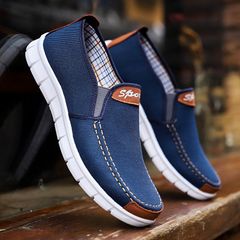 Loafers & Slip-Ons for Men Canvas shoes Comfortable Canvas  Men Casual Male Flat Loafers Shoes blue 42