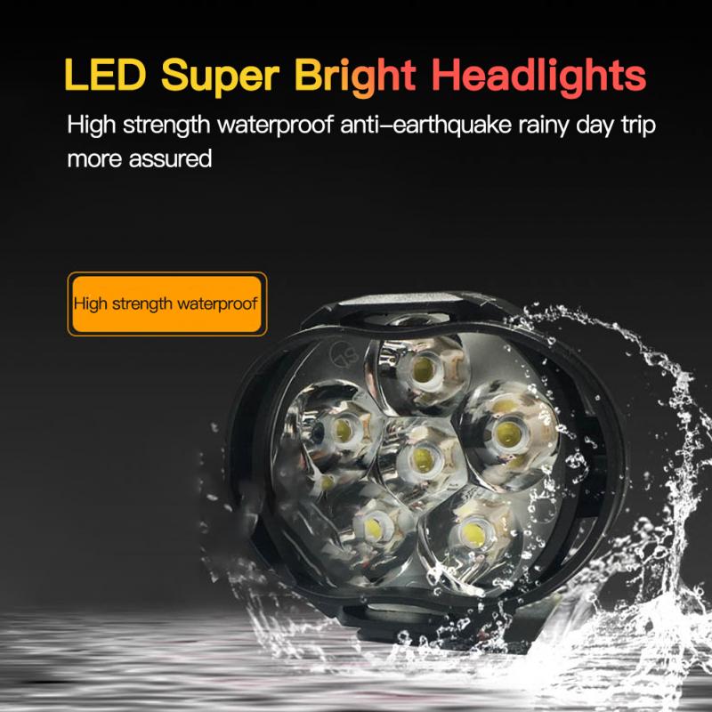 2Pcs Motorcycles Headlight 6500k White Super Bright 6 LED Working Spot Lighting Motorbike Fog Lamp