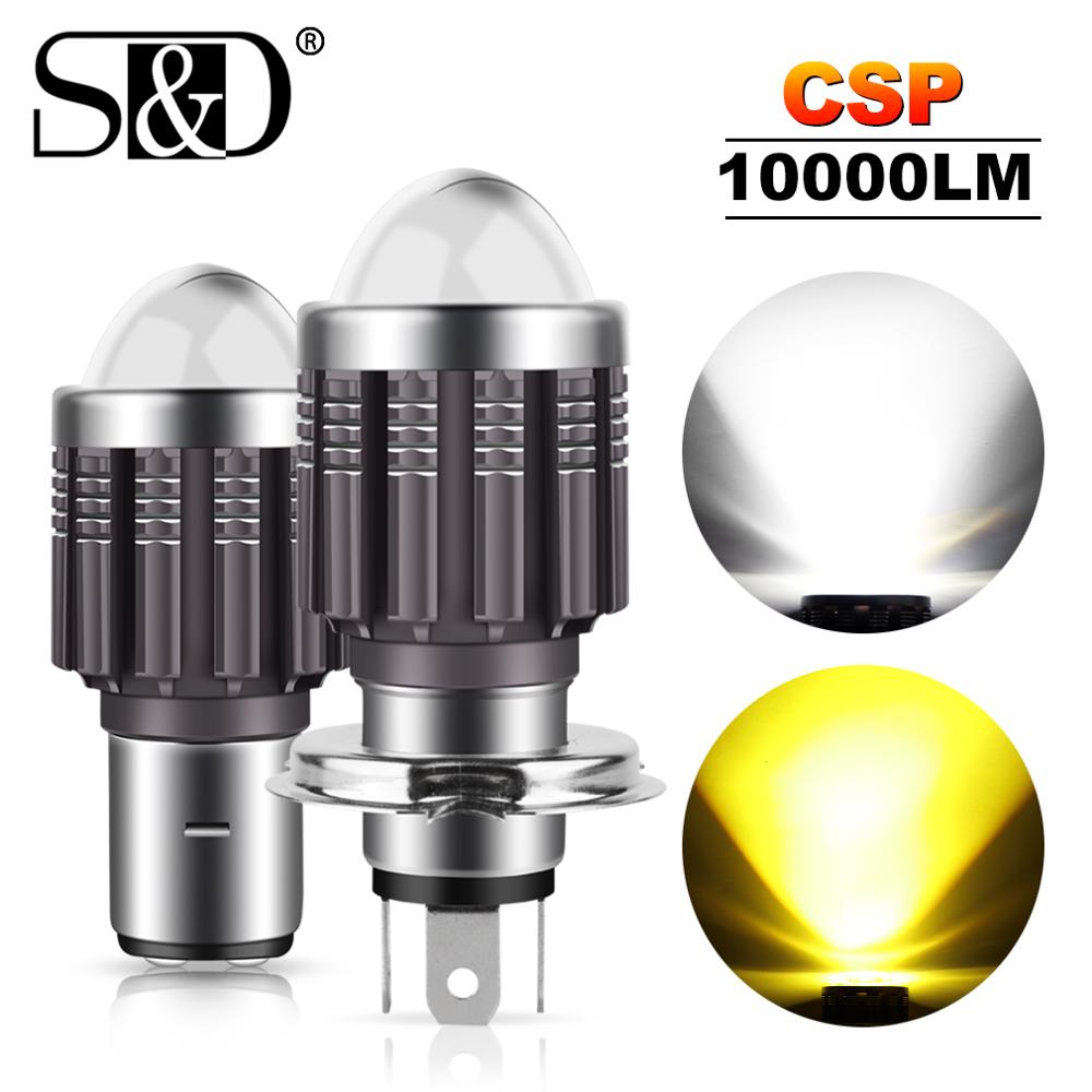10000Lm H4 LED Moto H6 BA20D LED Motorcycle Headlight Bulbs CSP Lens White Yellow Lights &amp; Lighting