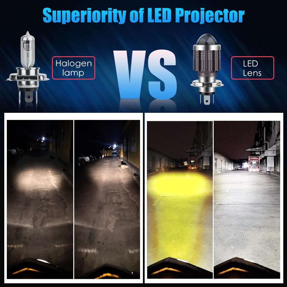 10000Lm H4 LED Moto H6 BA20D LED Motorcycle Headlight Bulbs CSP Lens White Yellow Lights &amp; Lighting