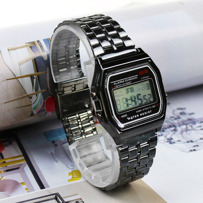 Rose Gold Silver Watches Men Watch Electronic Digital Display Retro Style Watches