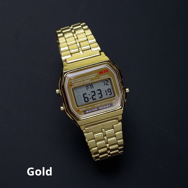 Rose Gold Silver Watches Men Watch Electronic Digital Display Retro Style Watches