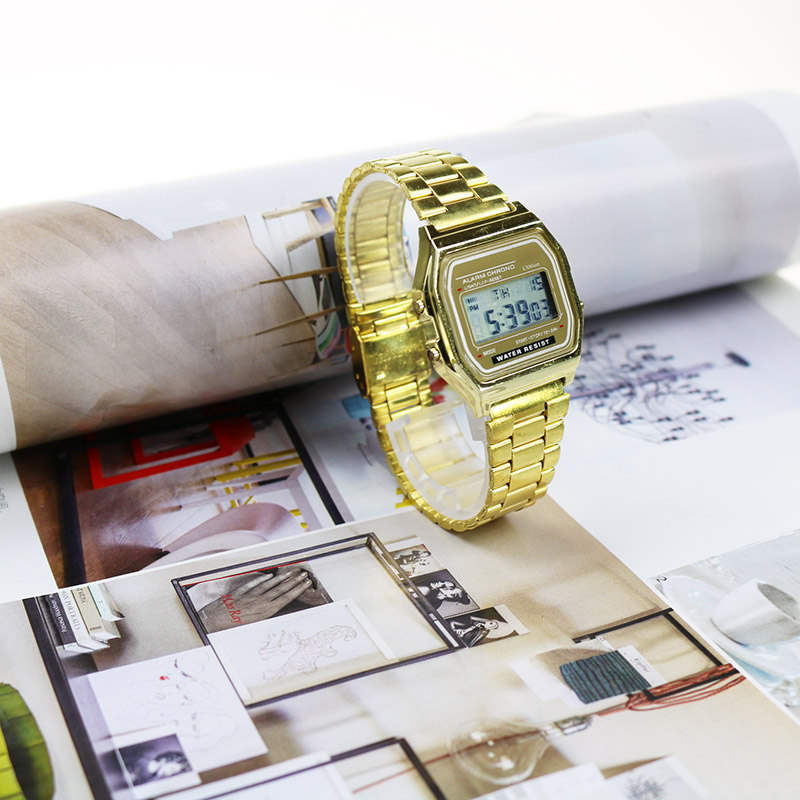 Rose Gold Silver Watches Men Watch Electronic Digital Display Retro Style Watches
