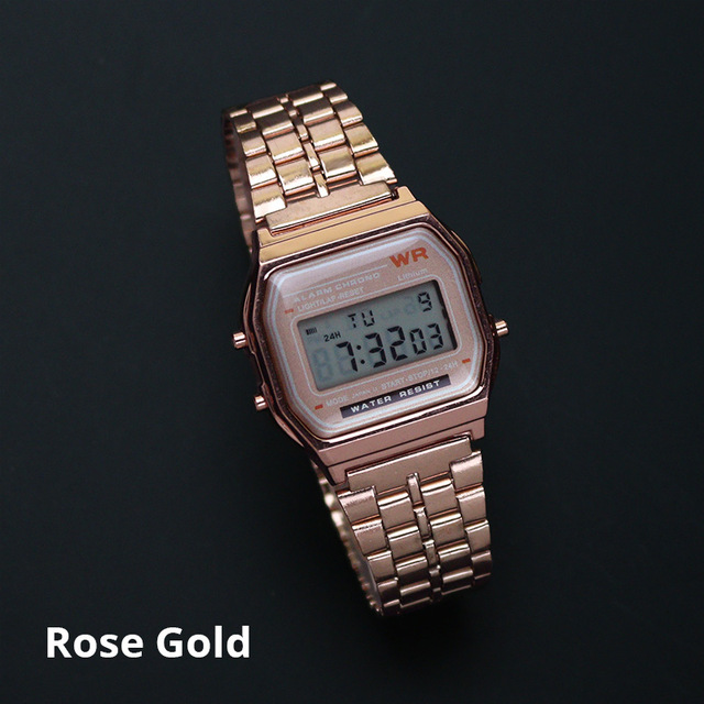 Rose Gold Silver Watches Men Watch Electronic Digital Display Retro Style Watches