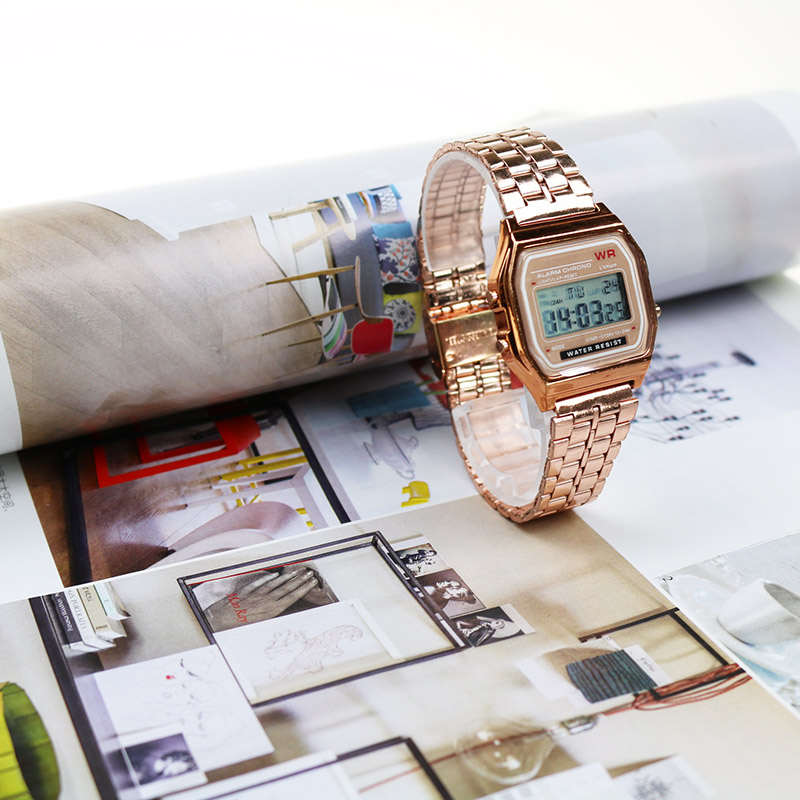 Rose Gold Silver Watches Men Watch Electronic Digital Display Retro Style Watches