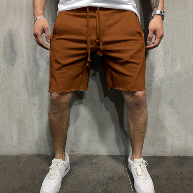 Mens Home Gym Crossfit Shorts Wild Style Solid Color Ripped Athletic Short Pants Jogger  Shorts
