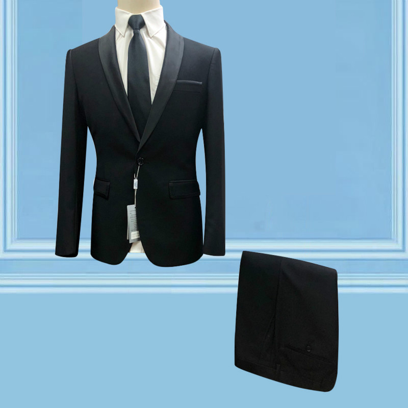 Royal Tuxedo Groom Suits For Men Wedding Excellent Taste Solid Shawl Collar Party Prom Suits &amp; Blaze