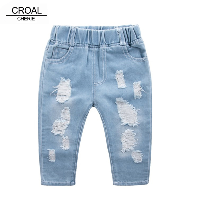 CROAL CHERIE Fashion Children Ripped Jeans Kids Boys Jeans Girls Jeans Denim Trousers & Leggings