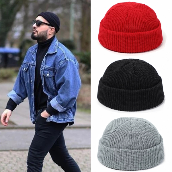 Fashion Hip Hop Beanie Knitted hat Men Skullcap Women winter Warm Brimless Baggy Melon Hats &amp; Caps